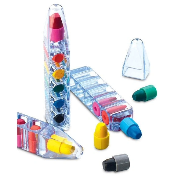 Transparante pen met 6 waskrijtjes