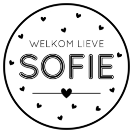 Welkom lieve ... | geboortesticker hartjes