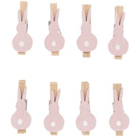 Houten knijpertjes met haasjes | roze