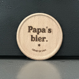 Papa's bier | beukenhout onderzetter