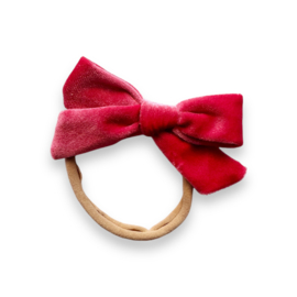 Haarband met velvet strik - roze