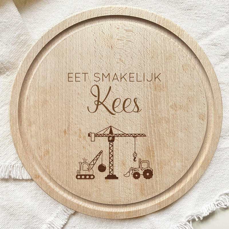Ontbijtplankje graafvoertuigen