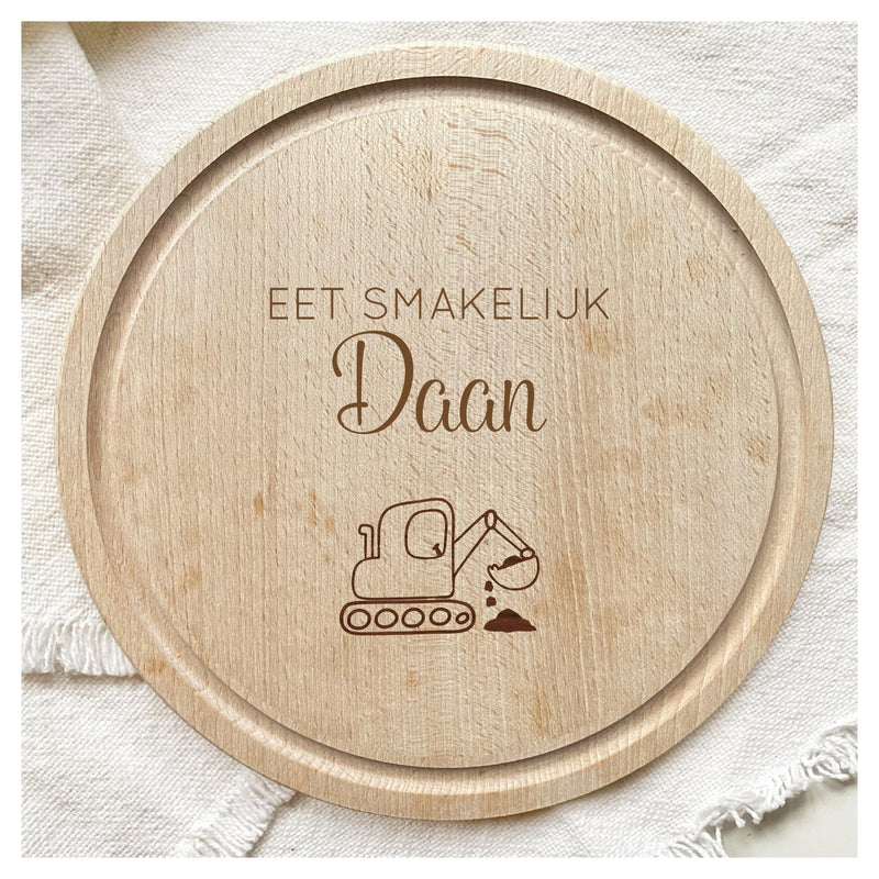 Ontbijtplankje graafmachine
