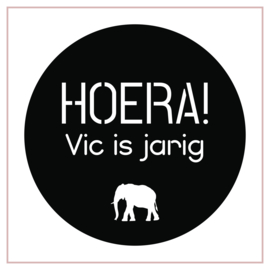 Hoera - rond - olifant | raamsticker herbruikbaar