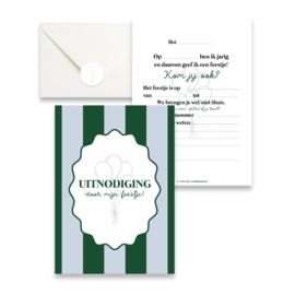 Uitnodiging - strepen blauw groen