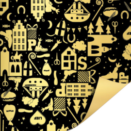 Hop hop hop zwart/goud | cadeaupapier