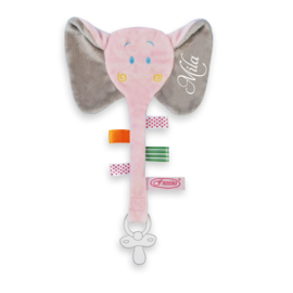 Labeldoekje olifant roze