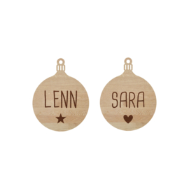 Kerstbal met naam | hout