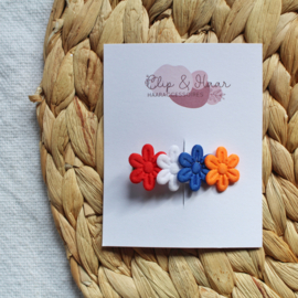 Bloemetjes - rood wit blauw | alligator clip