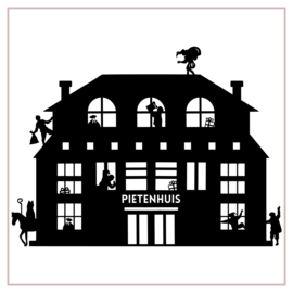 Raamstickers | Pietenhuis met pieten