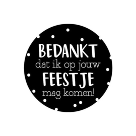 Bedankt dat ik op jouw feestje mag komen | sticker