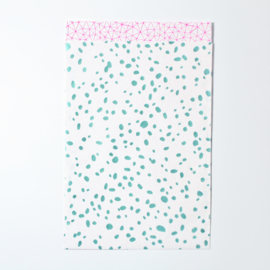 Inpakzakjes dots petrol/neonroze - 17 x 25 cm