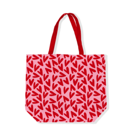 Fleurige canvas tas onbedrukt | roze met hartjes