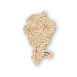 Houten boeketje met label