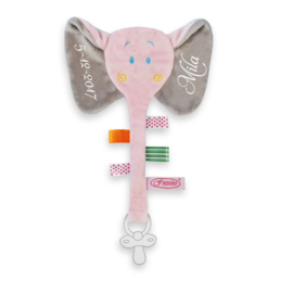Labeldoekje olifant roze