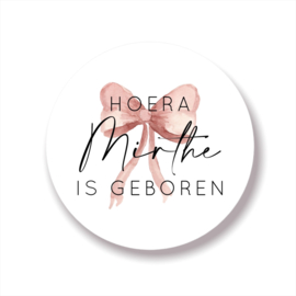 Stickers voor traktatie | roze strik