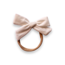 Haarband met velvet strik - offwhite