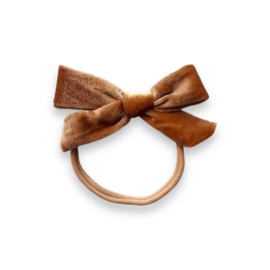 Haarband met velvet strik - camel