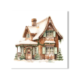 Minikaartje - winters huis | 80x80
