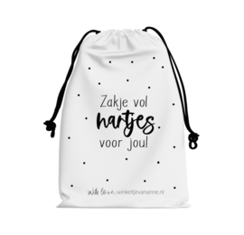 Zakje vol hartjes | katoenen zakje