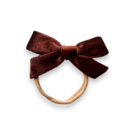 Haarband met velvet strik - bruin