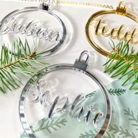 Kerstbal met naam | plexiglas hanger