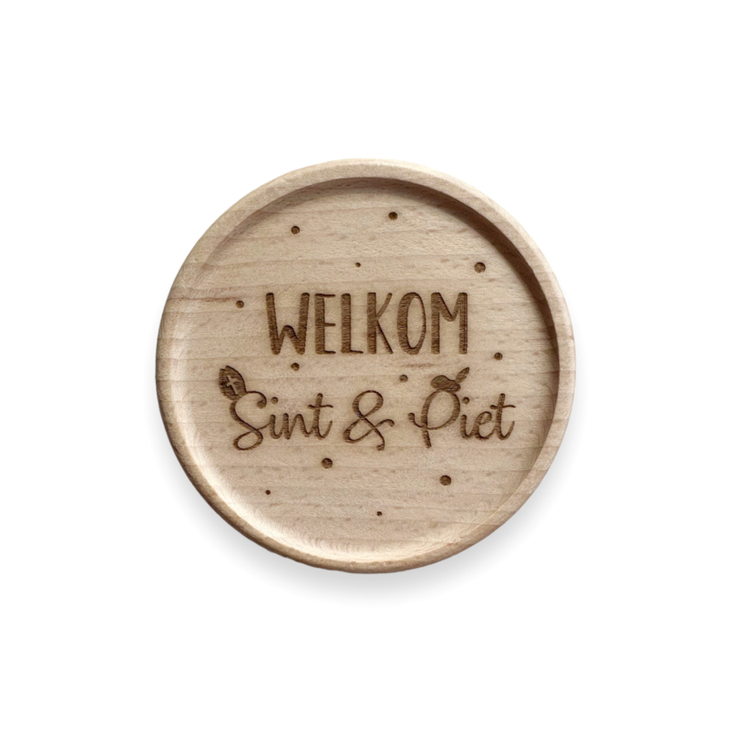 Welkom Sint & Piet - stipjes | houten onderzetter