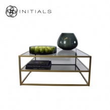 Coffee Table Metro 2 Smoke glass Iron Gold L