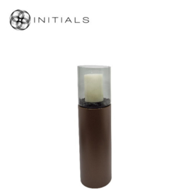 Luxe windlicht zuil Metallic Brown S