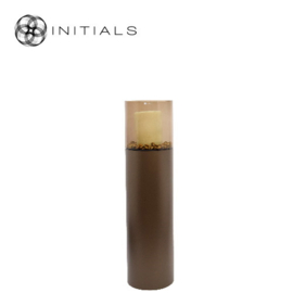 Luxe windlicht zuil Metallic Brown S