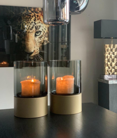 Windlicht op zuil Gold Initials by HAANS Lifestyle