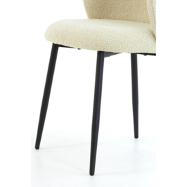 Eetkamerstoel Elyna bouclé licht beige - mat zwart
