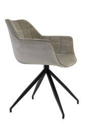 Eetkamerstoel JAIMY velvet licht grijs  / zwart