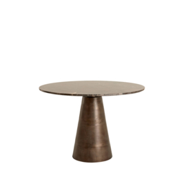 Eettafel Ø120x78 cm YNEZ donker bruin marmer+donker bruin