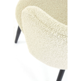 Eetkamerstoel Elyna bouclé licht beige - mat zwart