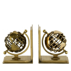 Bookend Globe set of 2 antique brass