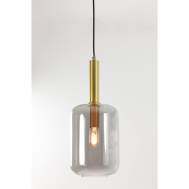 Hanglamp Ø22x52 cm LEKAR antiek brons+smoke glas