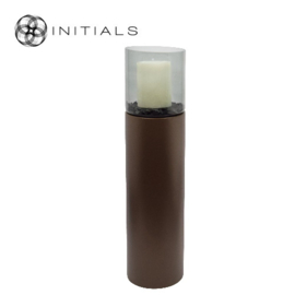 Luxe windlicht zuil Metallic Brown M