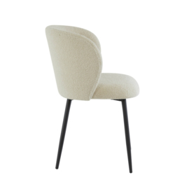 Eetkamerstoel Elyna bouclé licht beige - mat zwart