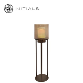 Luxe windlicht Open  zuil Metallic Brown S