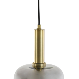 Hanglamp Ø16x26 cm LEKAR antiek brons +smoke glas