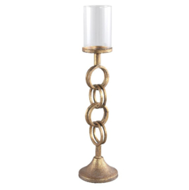 Dejune Gold metal candleholder open round chain