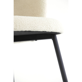 Eetkamerstoel Elyna bouclé licht beige - mat zwart