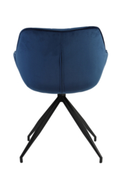 Eetkamerstoel JAIMY velvet blauw / zwart