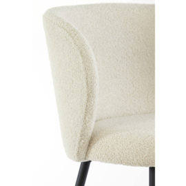 Eetkamerstoel Elyna bouclé licht beige - mat zwart