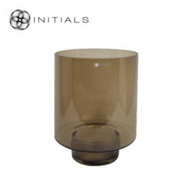 Luxe windlicht zuil Metallic Brown S