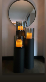 Windlichten op zuil set 3-delig Black Initials by HAANS Lifestyle