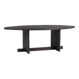 Ohara Black veneer coffeetable oval metal frame