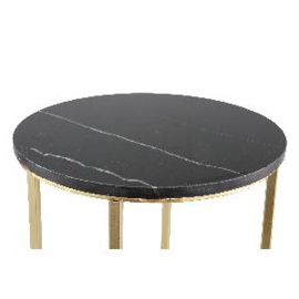 Emine Black Marble sidetable gold frame round