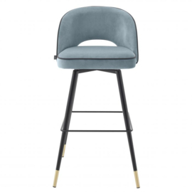Bar Stool Cliff Savona blue velvet set of 2